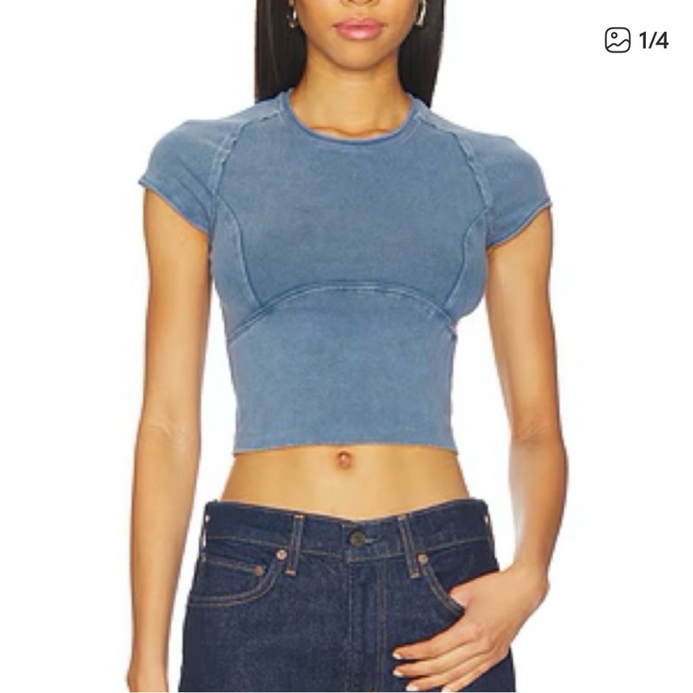 Free People - We The Free Protagonist Cropped Cap Sleeve Tee, Size M